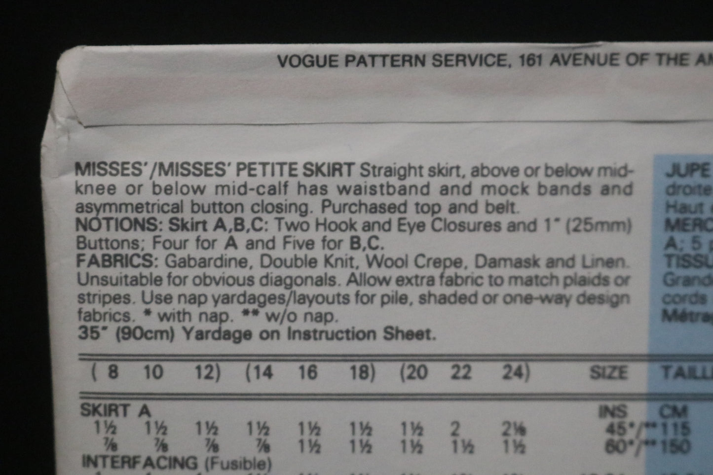 Vogue 7648 Misses Skirt Sewing Pattern  - UNCUT -  Size 14 16 18