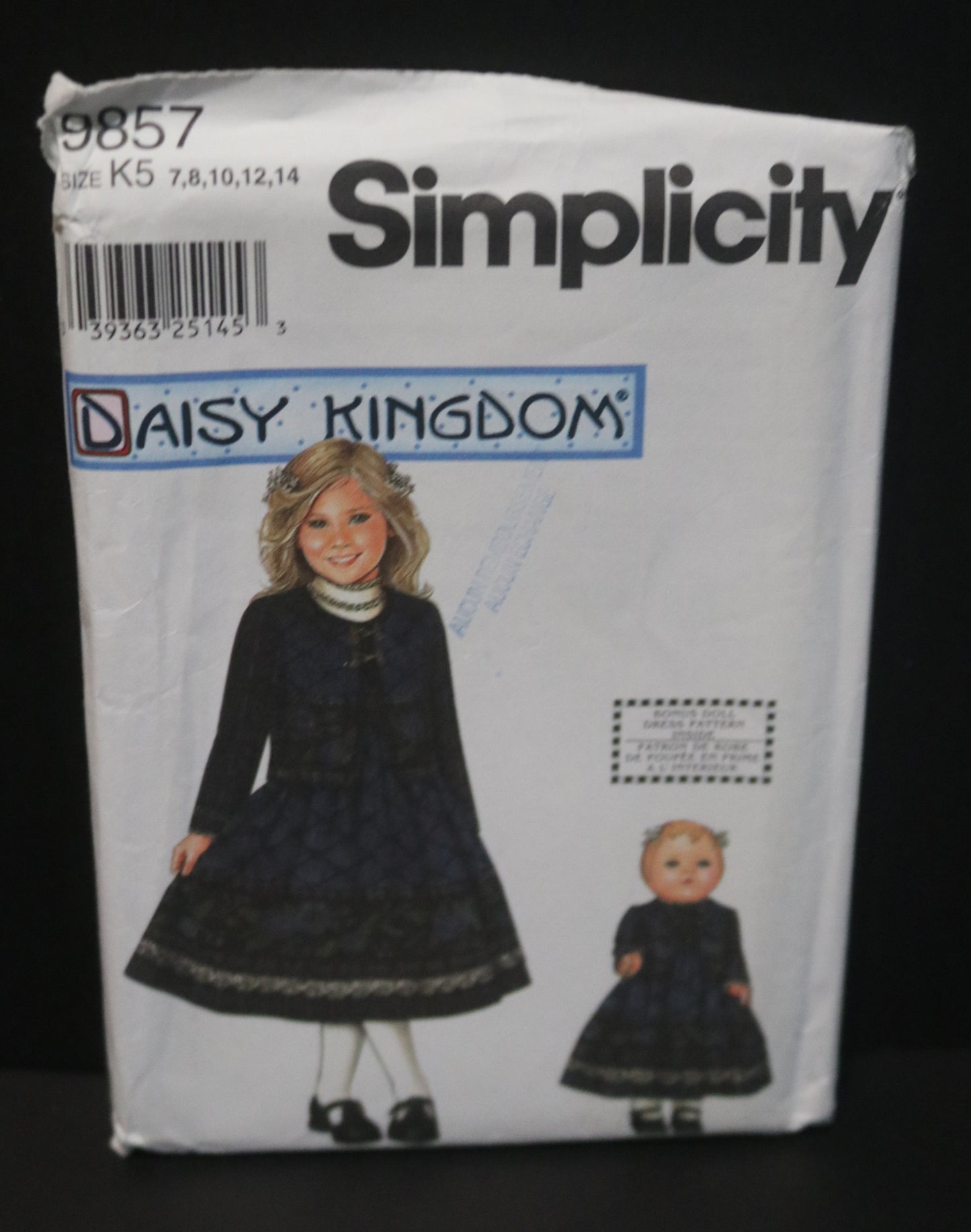 Simplicity 9857 Daisy Kingdom Girls Jumper Blouse with attached slip, Jacket and Doll Clothes for 18" Doll Sewing Pattern - UNCUT - Size 3 4 5 6 or Size 7 8 10 12 14