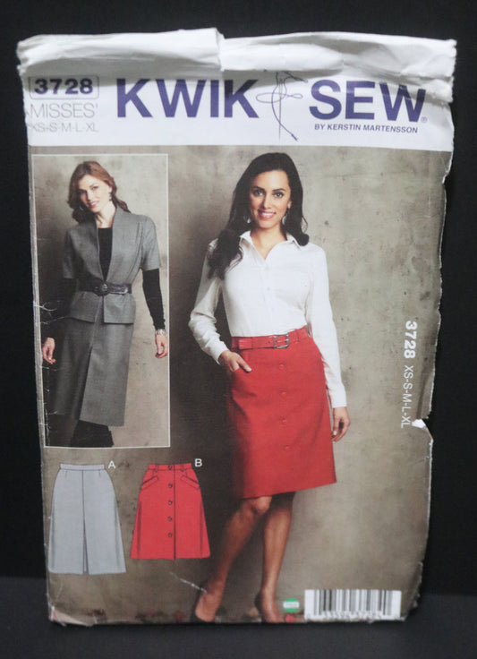 Kwik Sew 3728 Misses Skirts Sewing Pattern - UNCUT - Size Xs S M L XL