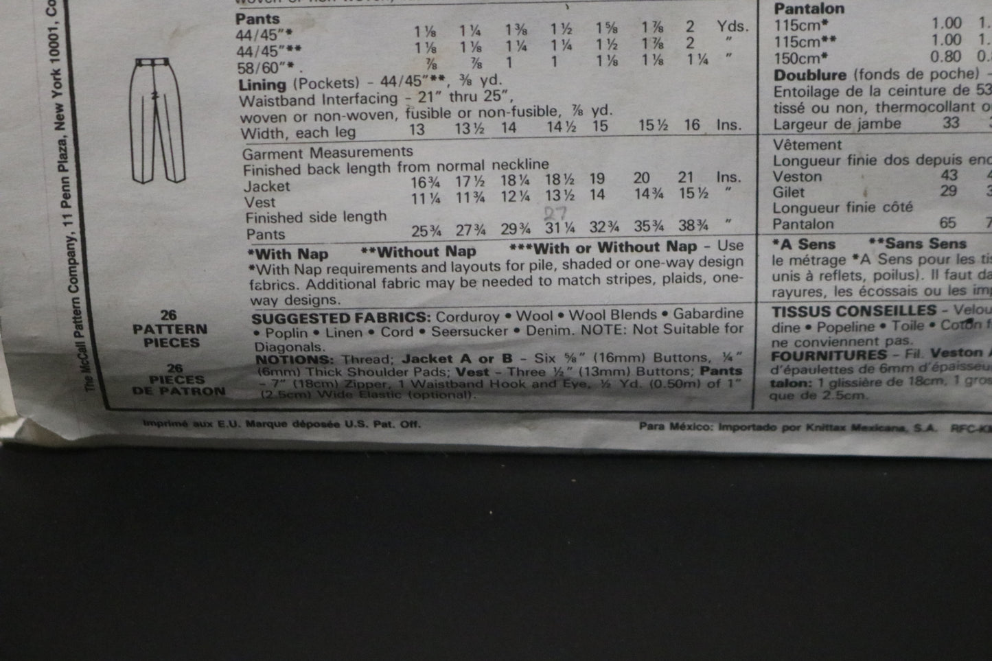 McCalls 4667 Childrens and Boys Jacket Vest and Pants Sewing Pattern UNCUT Size 7