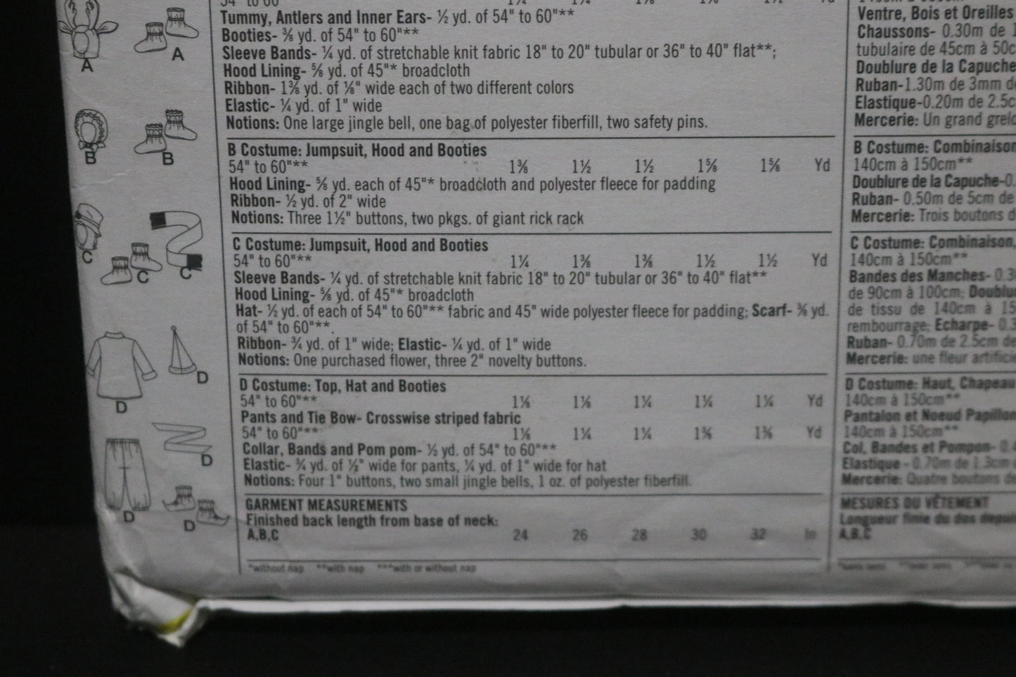 Simplicity 2537 Toddlers Christmas Elf Reindeer Gingerbread Man and Snowman Costume Sewing Pattern - UNCUT - Size 1/2 1 2 3 4