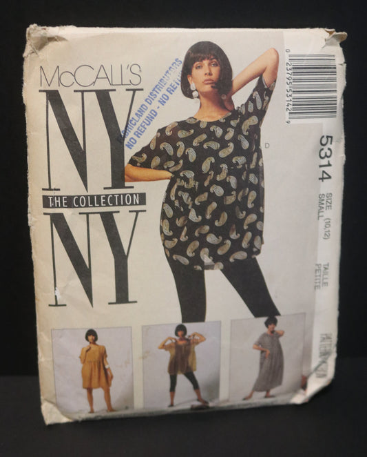McCalls 5314 Misses Dress or Top, Tank Top and Leggings Sewing Pattern - UNCUT - Size Small (10,12)