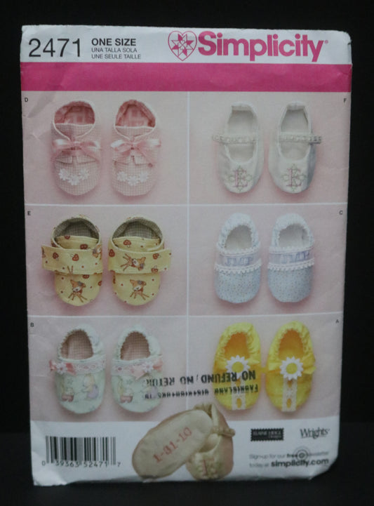 Simplicity 2471 Elaine Heigl Baby Shoes Sewing Pattern - UNCUT - One Size