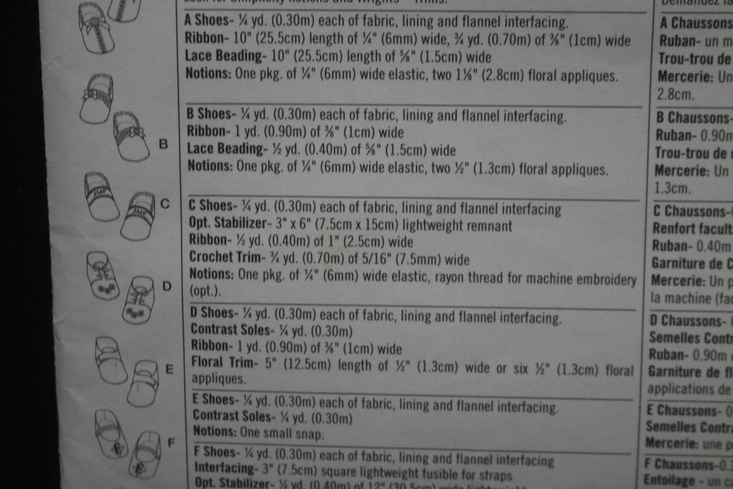 Simplicity 2471 Elaine Heigl Baby Shoes Sewing Pattern - UNCUT - One Size