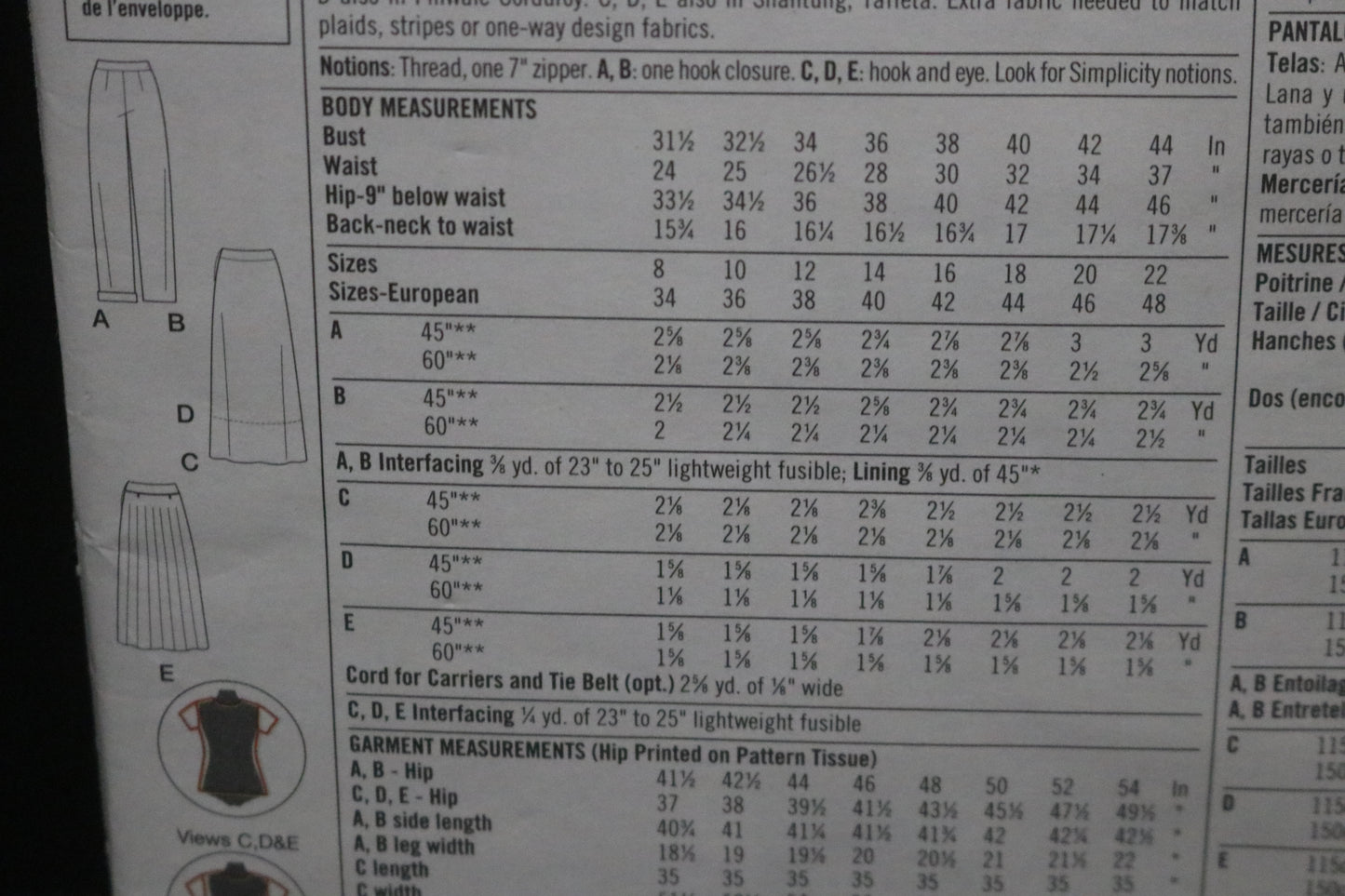 Simplicity 9479 Misses Pants and Skirt Sewing Pattern - UNCUT - Size 8 10 12 14 0r Size 16 18 20 22