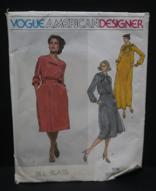 Vogue 1718 Bill Blass Misses Dress Sewing Pattern - UNCUT -  Size 12