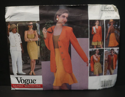 Vogue 2907 Misses Jacket Dress Top Skirt and Shorts Sewing Pattern - UNCUT - Size 12 14 16