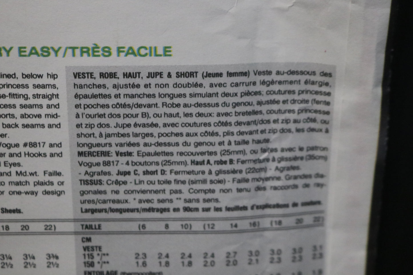 Vogue 2907 Misses Jacket Dress Top Skirt and Shorts Sewing Pattern - UNCUT - Size 12 14 16