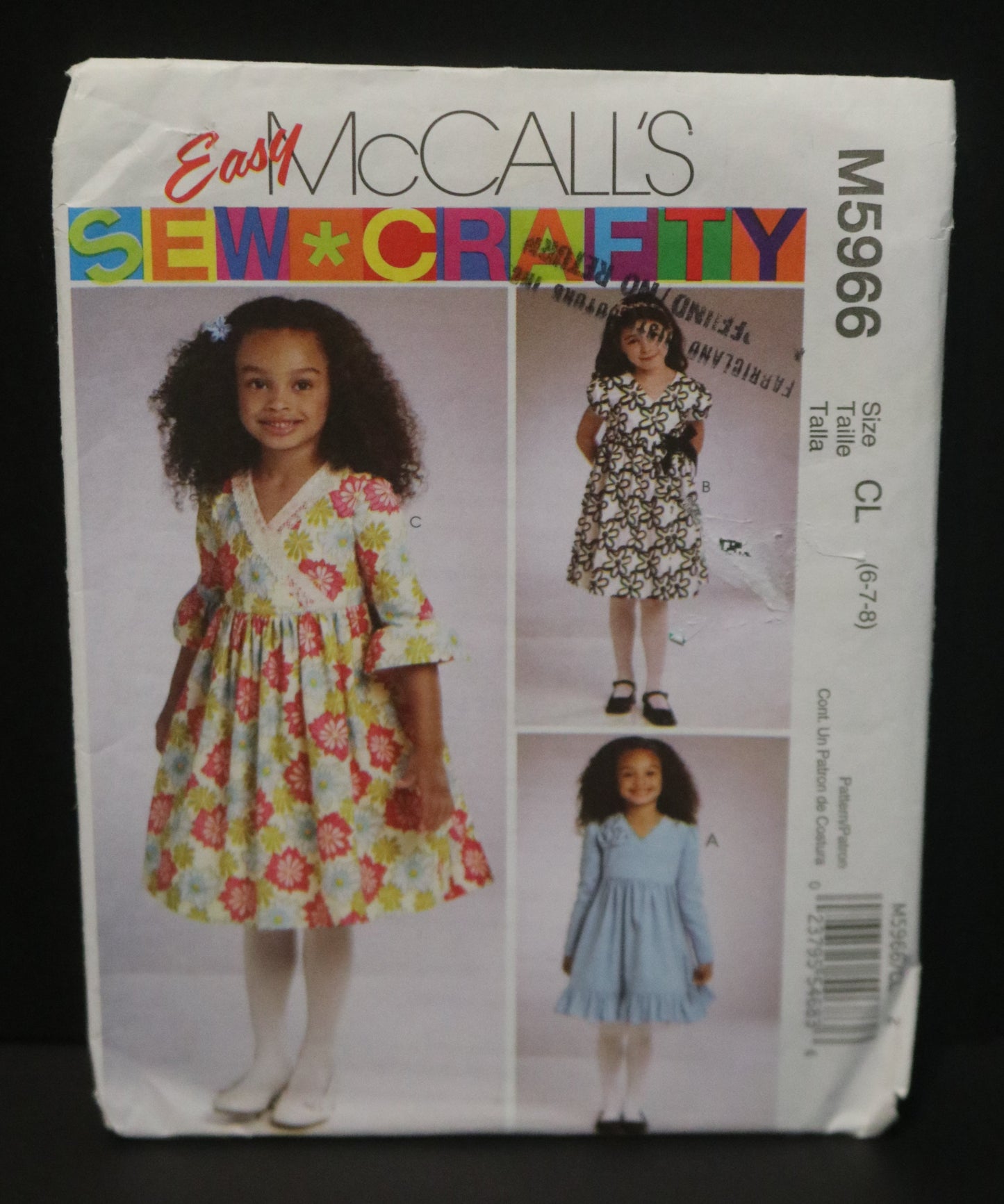 McCalls 5966 Children's Girls Lined Dresses Sewing Pattern UNCUT Size 6 7 8