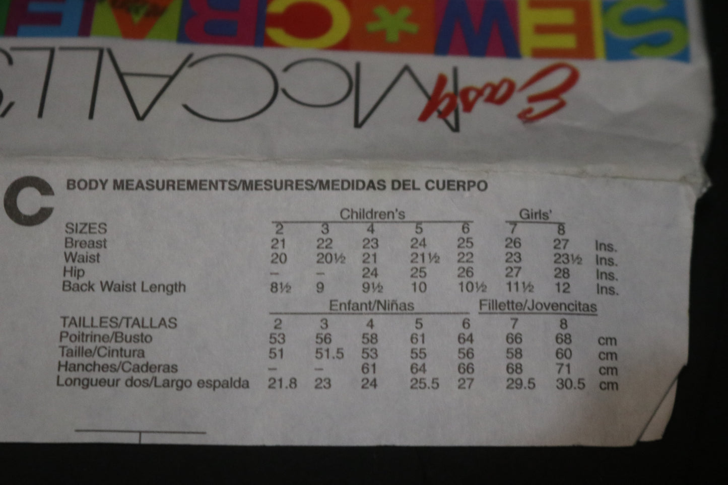 McCalls 5966 Children's Girls Lined Dresses Sewing Pattern UNCUT Size 6 7 8