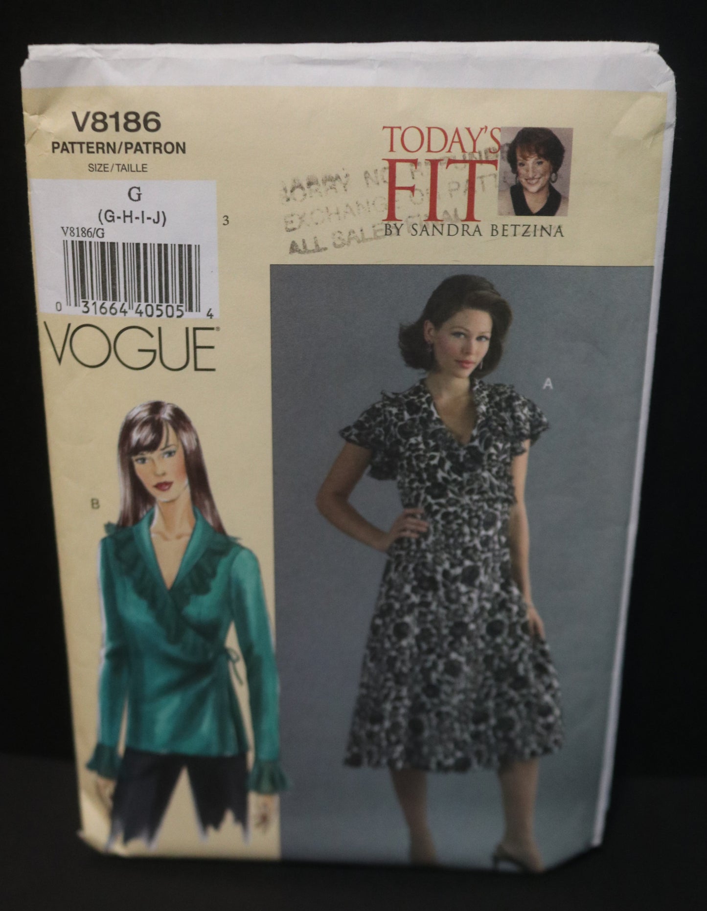 Vogue 8186 Sandra Betzina Misses Dress or Top Sewing Pattern - UNCUT - Size G H I J