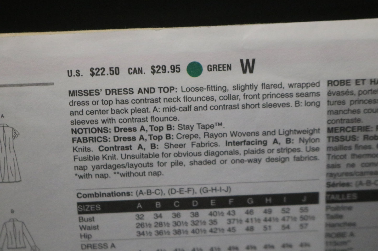 Vogue 8186 Sandra Betzina Misses Dress or Top Sewing Pattern - UNCUT - Size G H I J