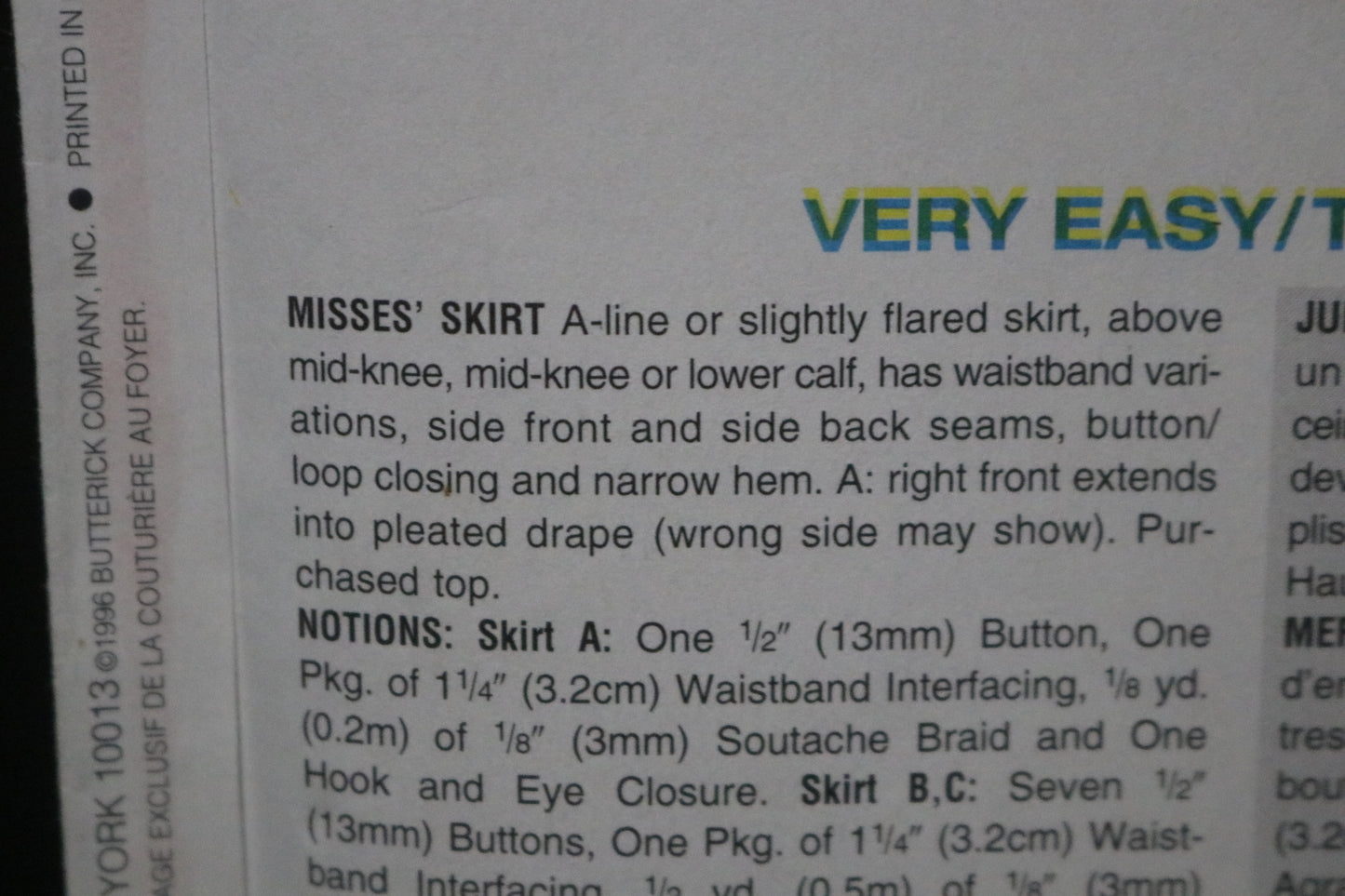 Vogue 9414 Misses Skirt Sewing Pattern - UNCUT -  Size 8 10 12