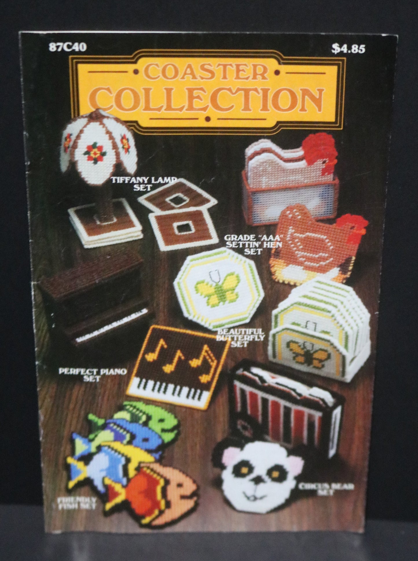 80s Annie's Pattern Club 87C40 Plastic Canvas Coaster Collection Pattern Leaflet - Features 6 Coaster Patterns