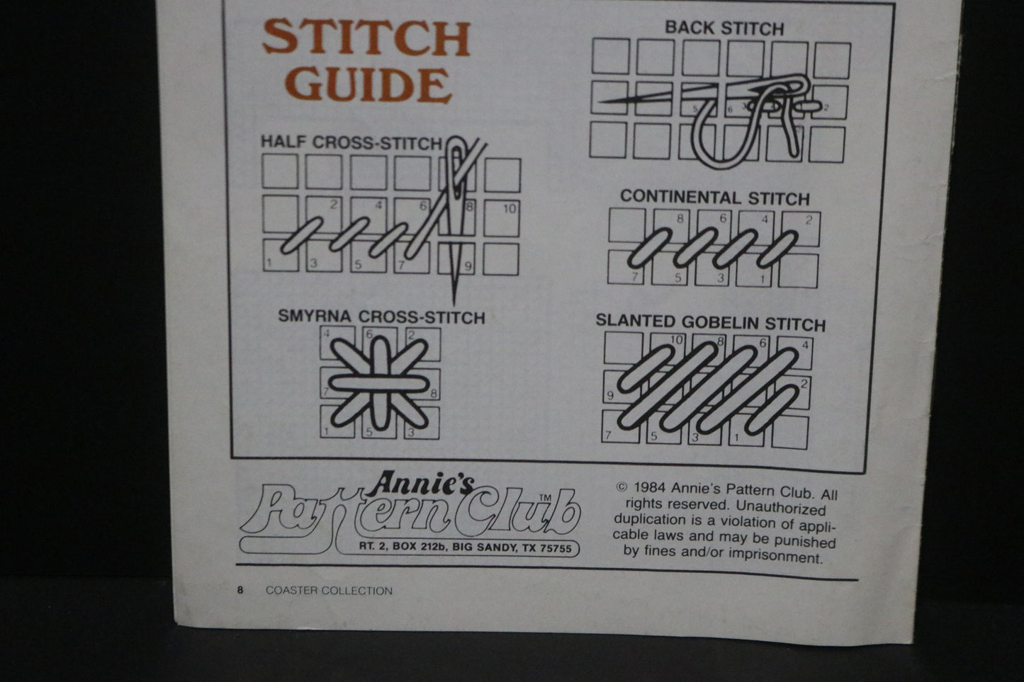 80s Annie's Pattern Club 87C40 Plastic Canvas Coaster Collection Pattern Leaflet - Features 6 Coaster Patterns