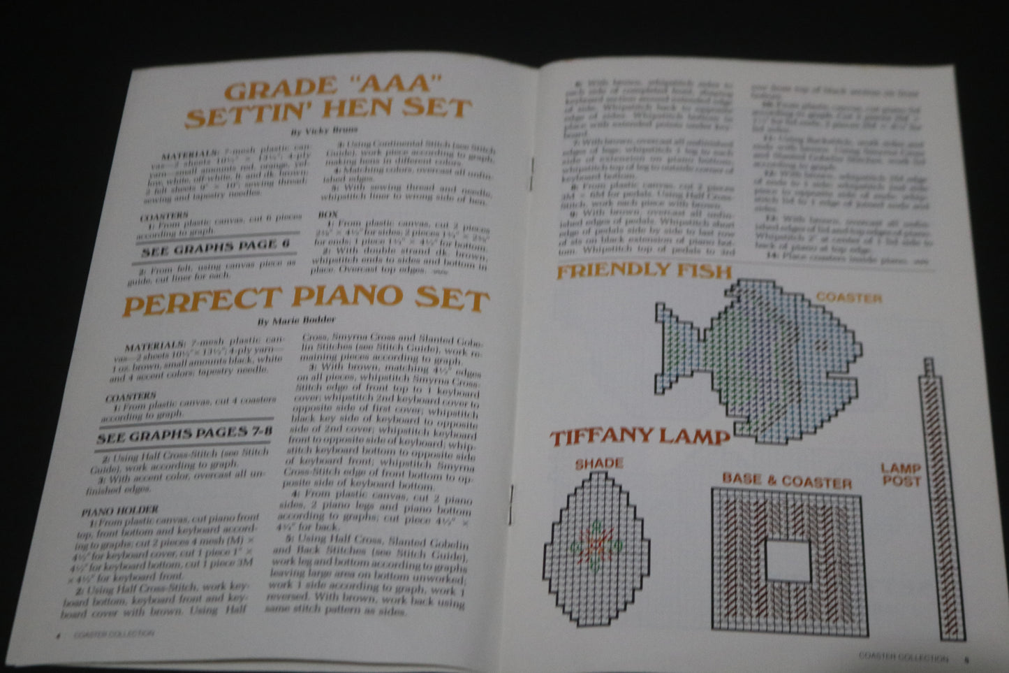 80s Annie's Pattern Club 87C40 Plastic Canvas Coaster Collection Pattern Leaflet - Features 6 Coaster Patterns