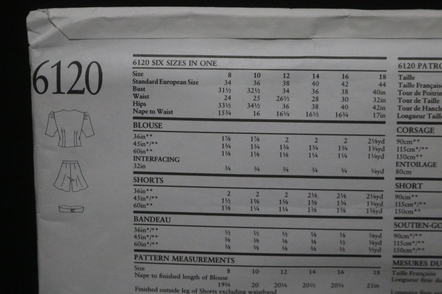 New Look 6120 Misses Bandeau Top, Shirt and Shorts Sewing Pattern - UNCUT - Size 8 - 18