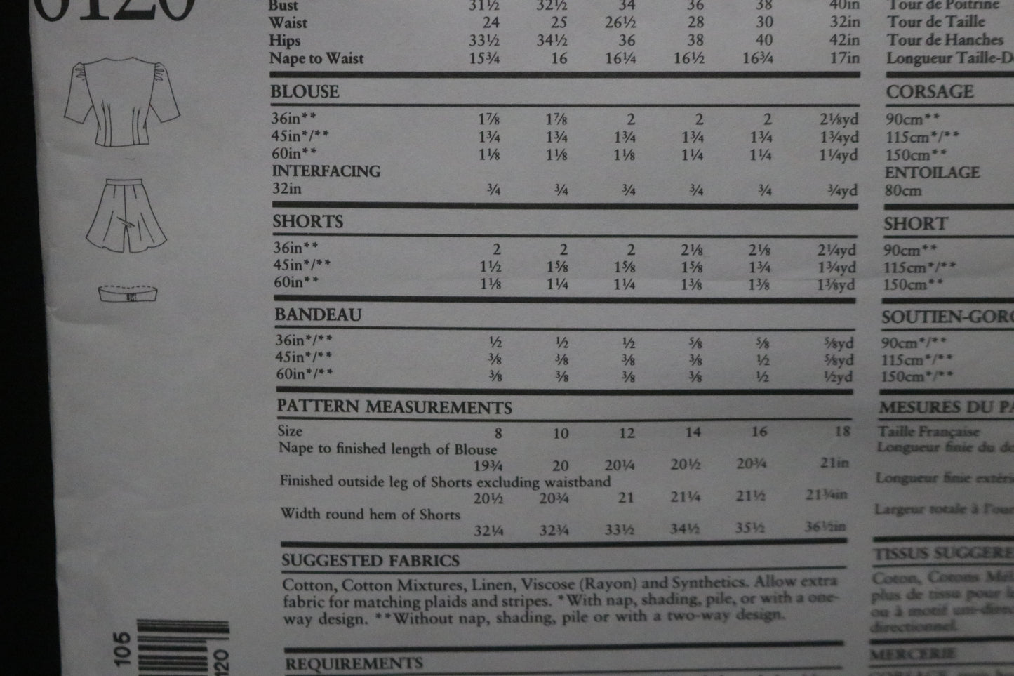 New Look 6120 Misses Bandeau Top, Shirt and Shorts Sewing Pattern - UNCUT - Size 8 - 18