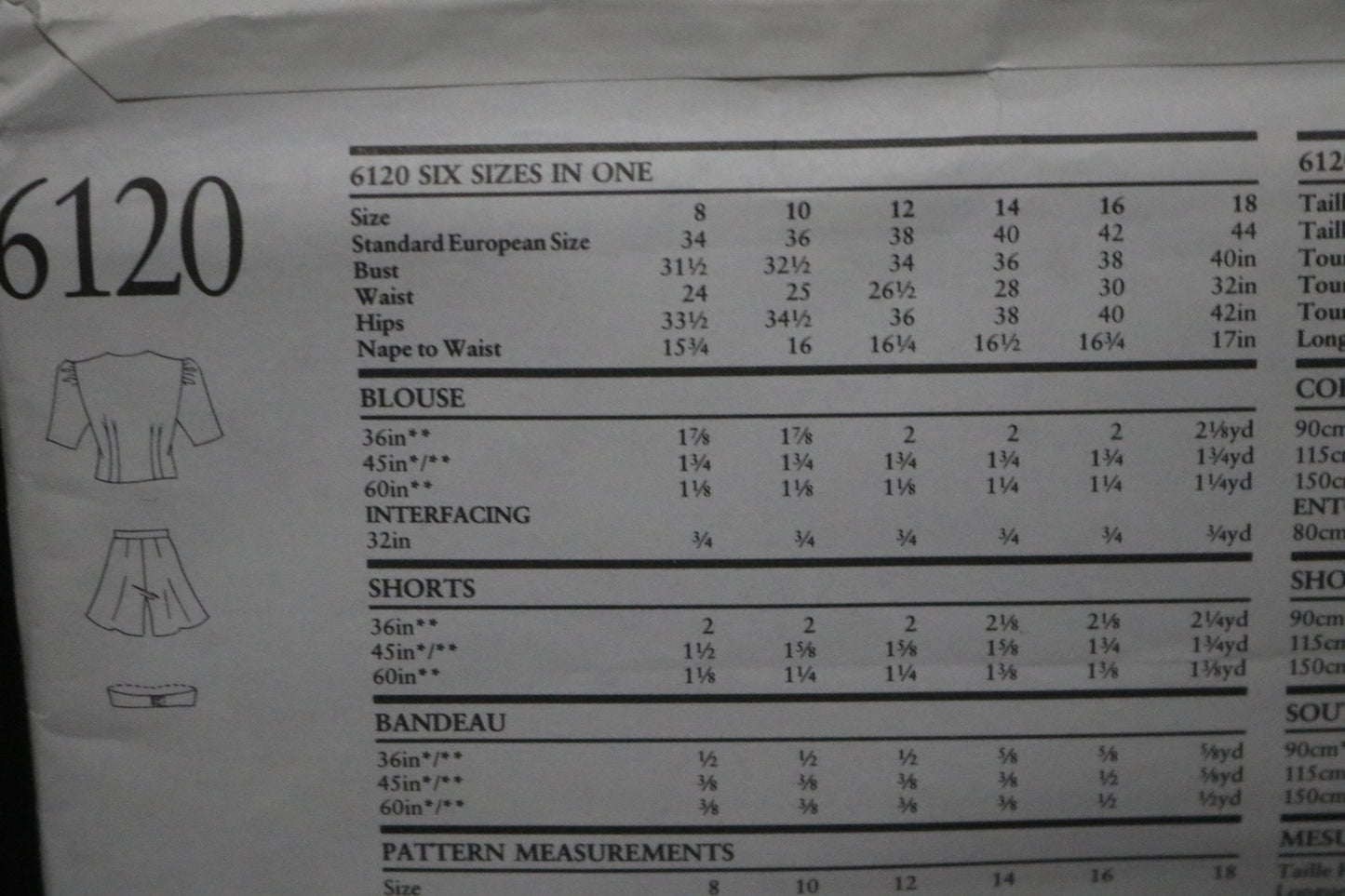 New Look 6120 Misses Bandeau Top, Shirt and Shorts Sewing Pattern - UNCUT - Size 8 - 18