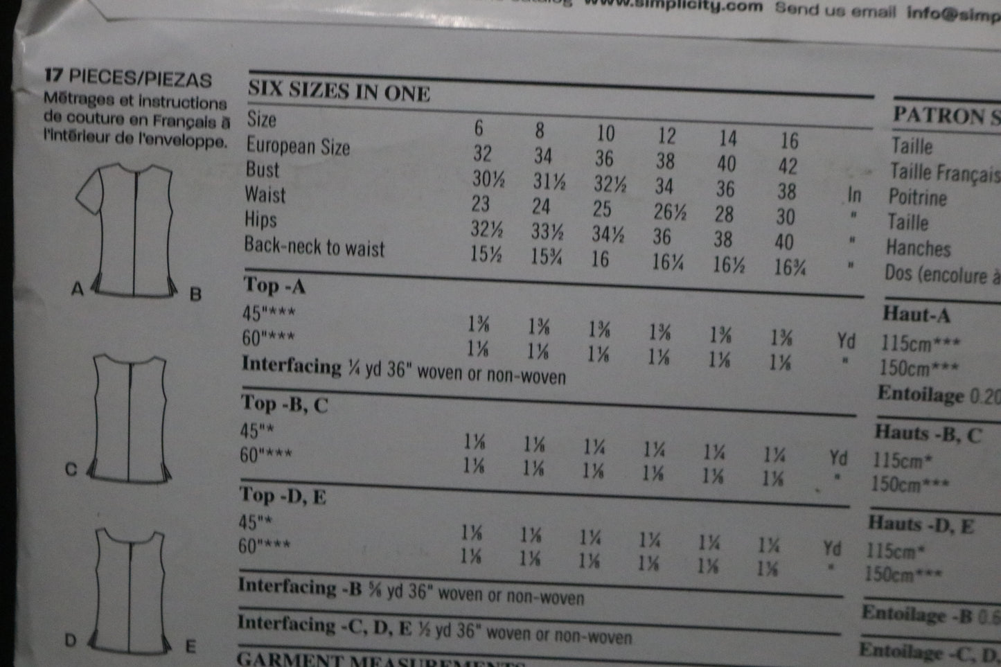 New Look 6483 Misses Tops Sewing Pattern - UNCUT - Size 6 - 16