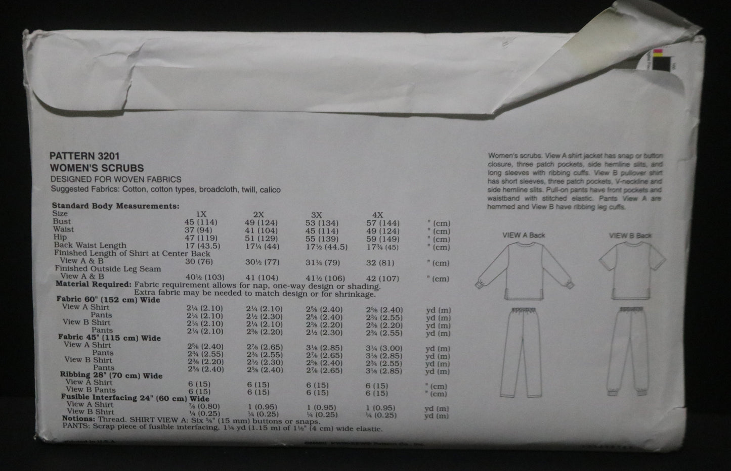 Kwik Sew 3201 Womens Scrubs Sewing Pattern - UNCUT - Size 1X 2X 3X 4X