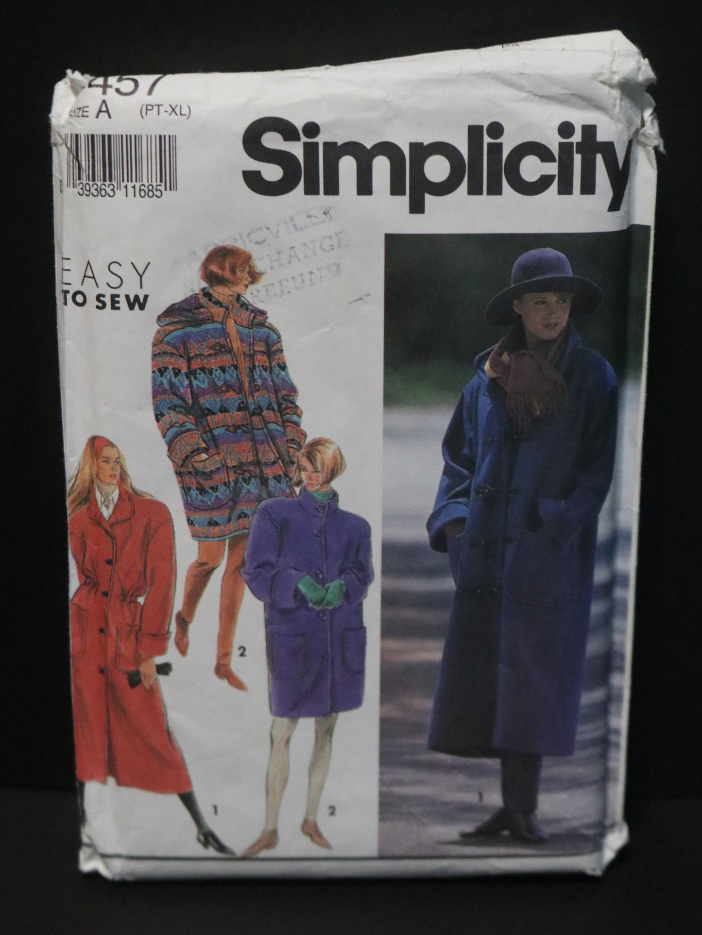 Simplicity 7457 Misses Lined Coat in Two Lengths with Detachable Hood Sewing Pattern - UNCUT - Size Pt - XL