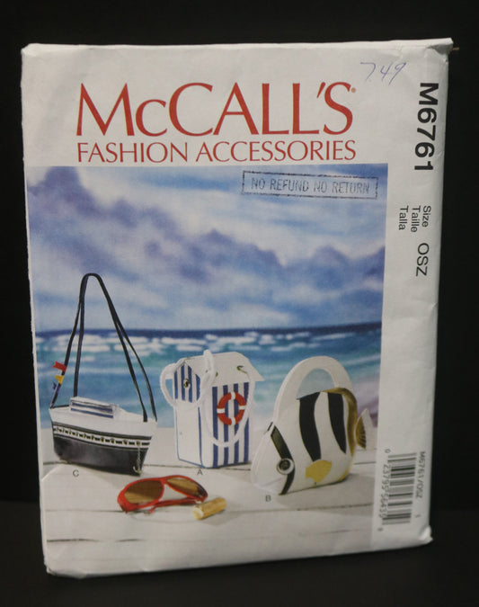 McCalls 6761 Bags Sewing Pattern UNCUT