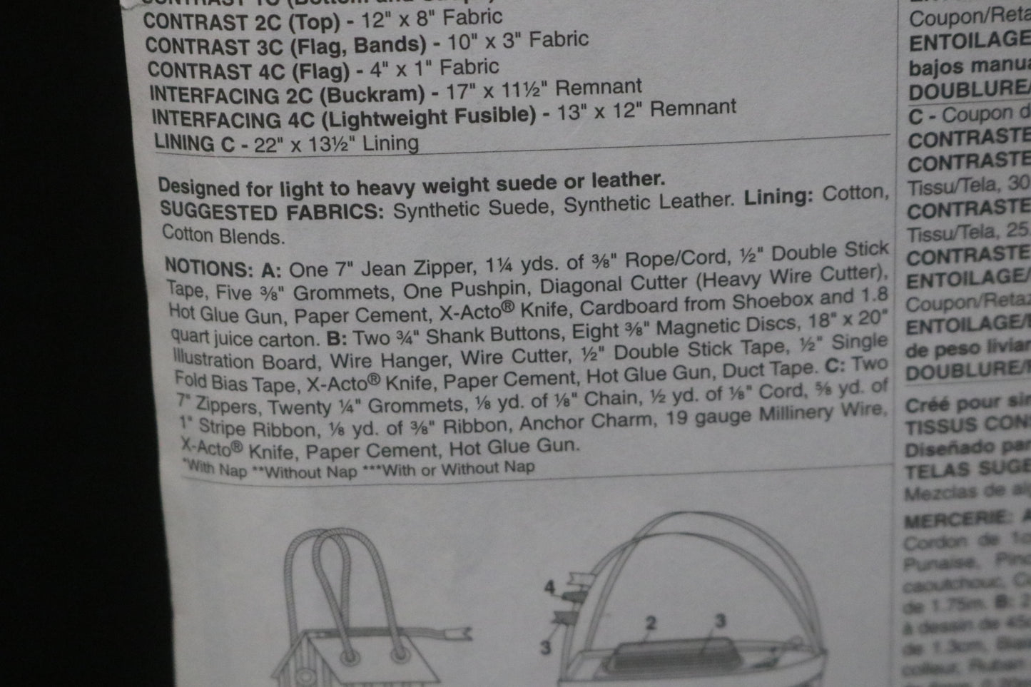 McCalls 6761 Bags Sewing Pattern UNCUT