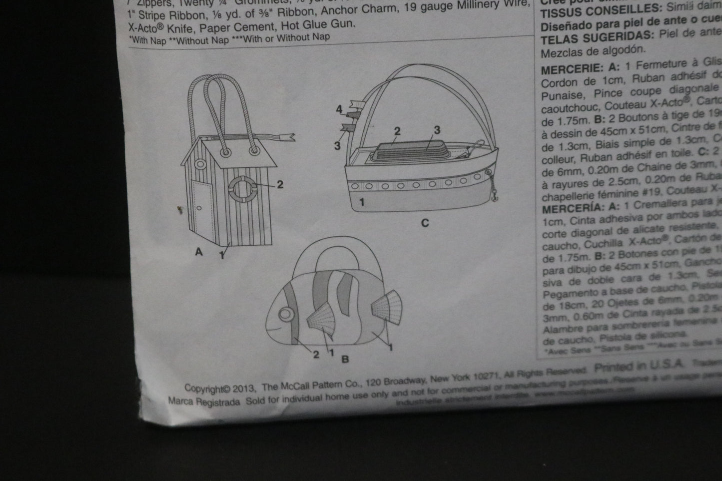 McCalls 6761 Bags Sewing Pattern UNCUT