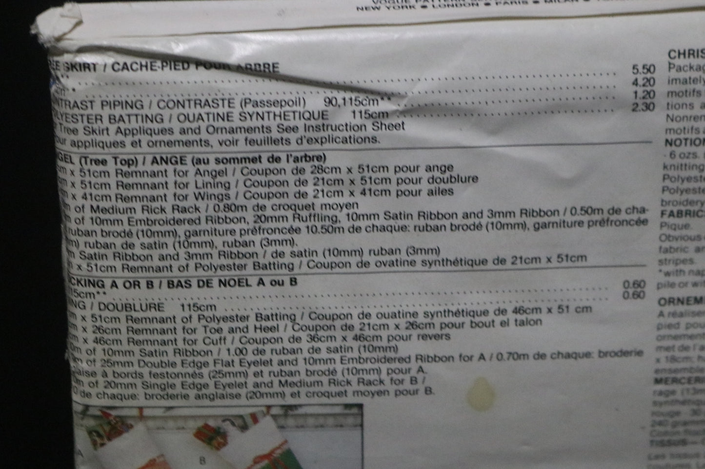 Vogue 8409 Christmas Craft Ornaments, Stockings and Tree Skirt Sewing Pattern - UNCUT