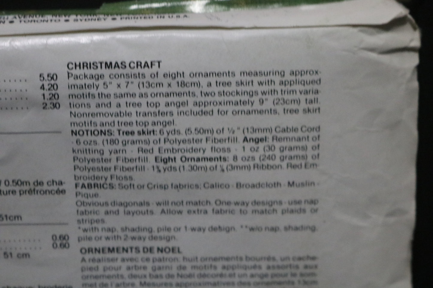 Vogue 8409 Christmas Craft Ornaments, Stockings and Tree Skirt Sewing Pattern - UNCUT