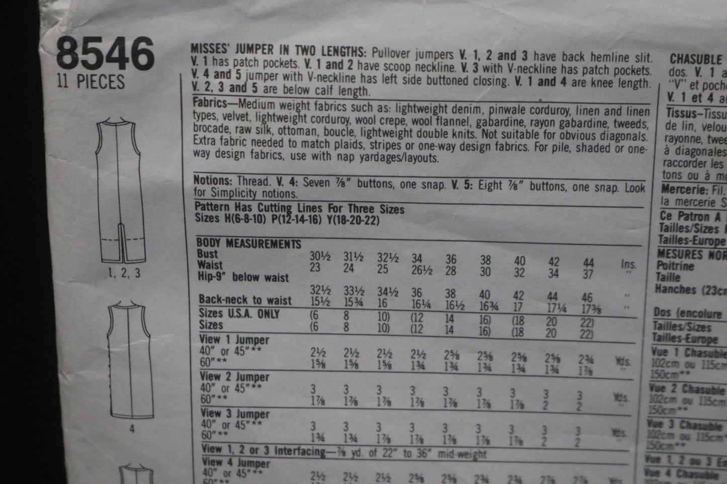 Simplicity 8546 Misses Jumper in Two Lengths Sewing Pattern - UNCUT - Size 6 - 10