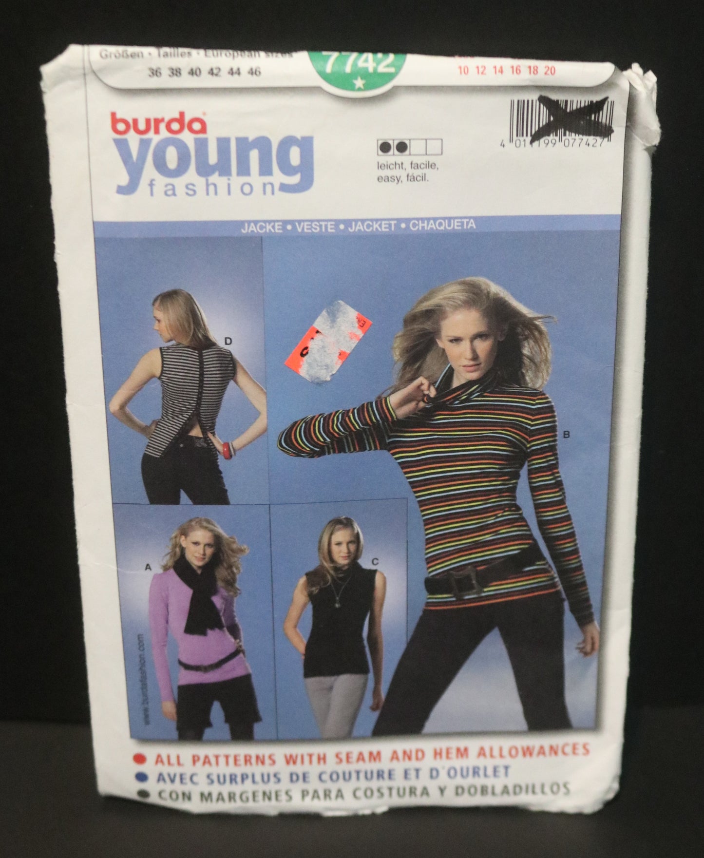 Burda Young 7742  T Shirt Sewing Pattern UNCUT Size 10 12 14 16 18 20