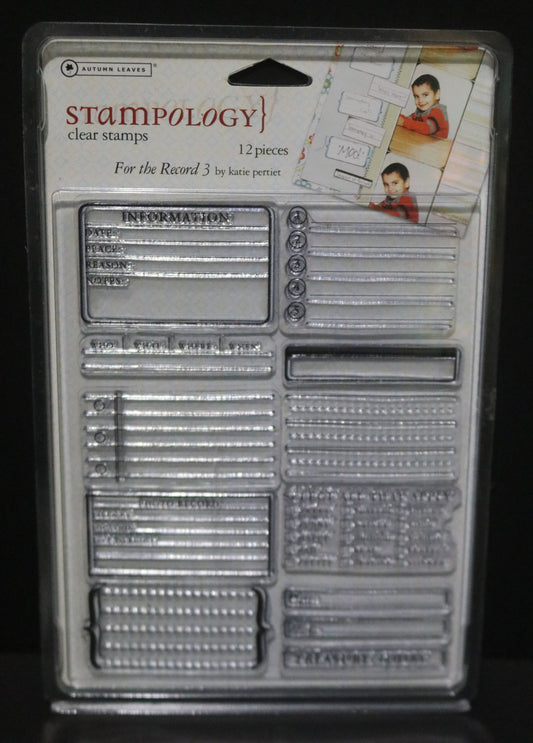 Stampology Autmumn Leaves for the Record 3 Clear Stamps by Katie Pertier - 12 Pieces