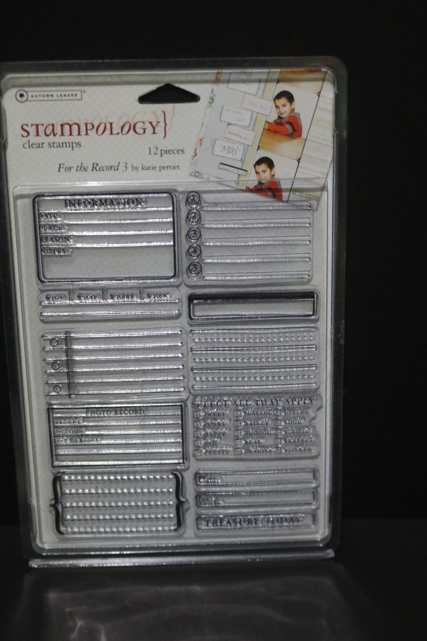 Stampology Autmumn Leaves for the Record 3 Clear Stamps by Katie Pertier - 12 Pieces