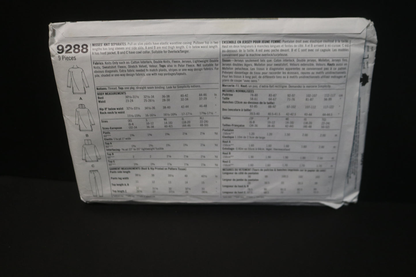 Simplicity 9288 Misses Knit Separates Sewing Pattern UNCUT  Size XS S M