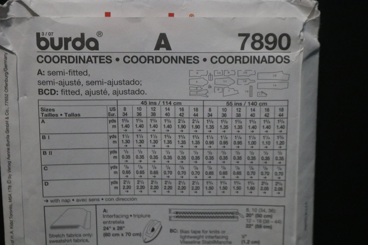 Burda 7890 Misses Jacket, Top and Pants Sewing Pattern - UNCUT - Size 8 10 12 14 16 18