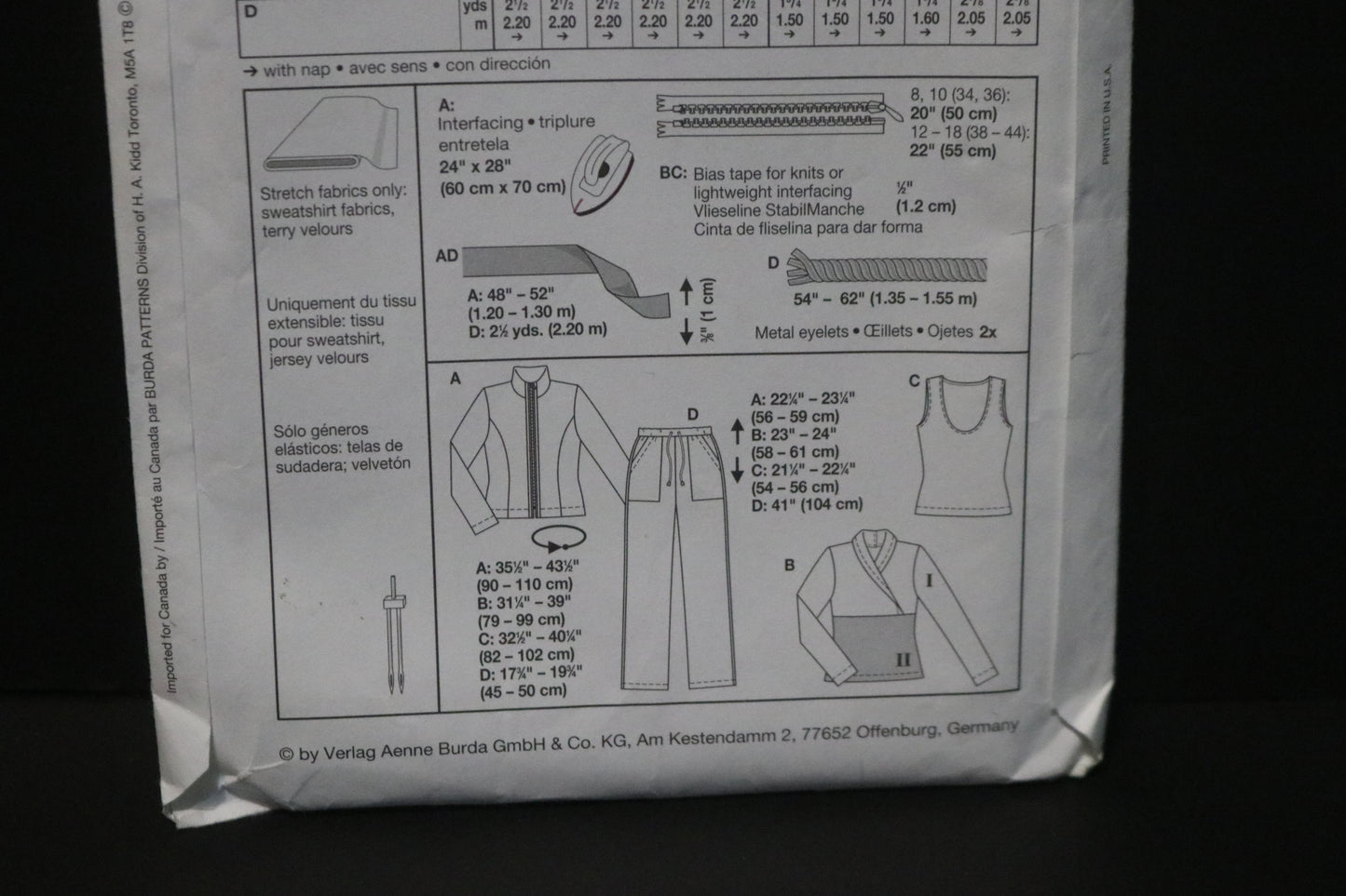 Burda 7890 Misses Jacket, Top and Pants Sewing Pattern - UNCUT - Size 8 10 12 14 16 18