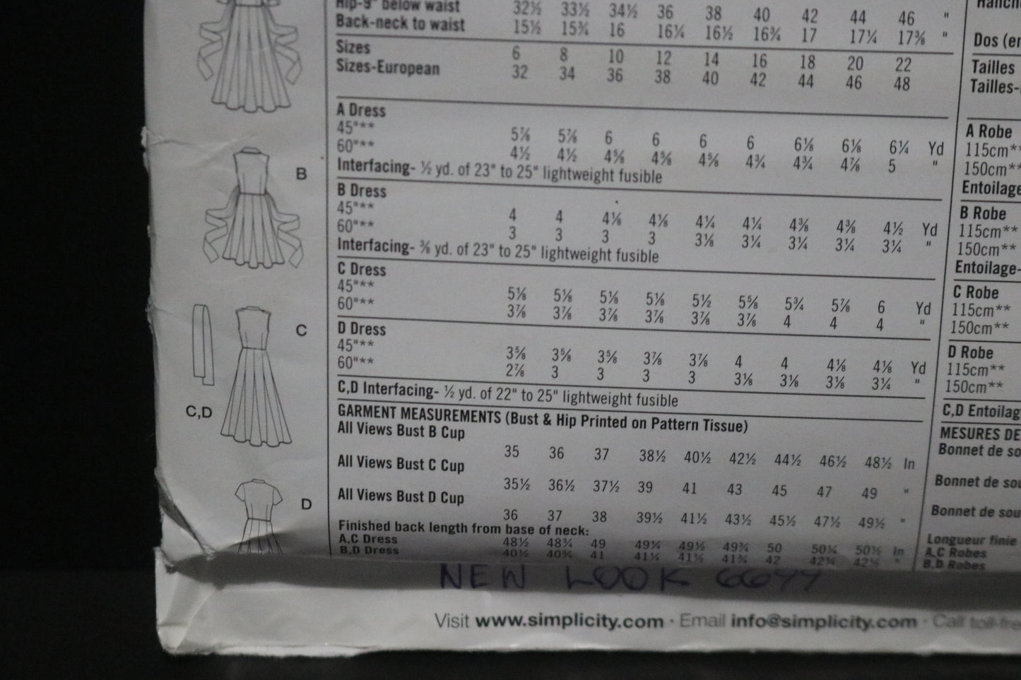 Simplicity  3877 Threads Misses Dress in Two lengths with bodice Variations - UNCUT - Size 6 8 10 12 14