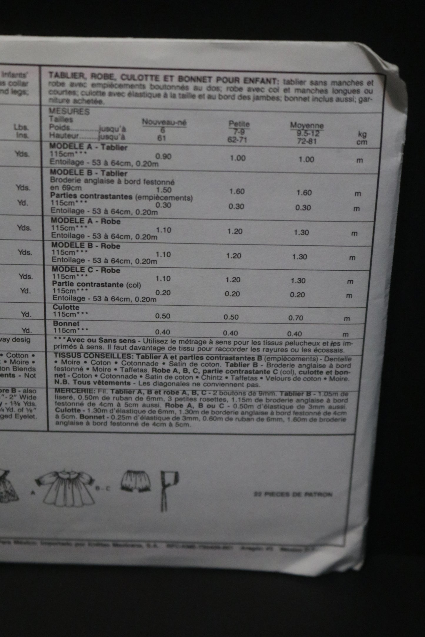 McCalls 5257 Infants Pinafore Dress, Panty and Bonnet Sewing Pattern - UNCUT - Size Nb S M