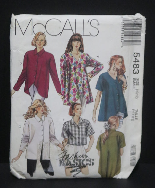 McCalls 5483 Misses Tunic or Top Sewing Pattern UNCUT - Size Small ( 10.12)