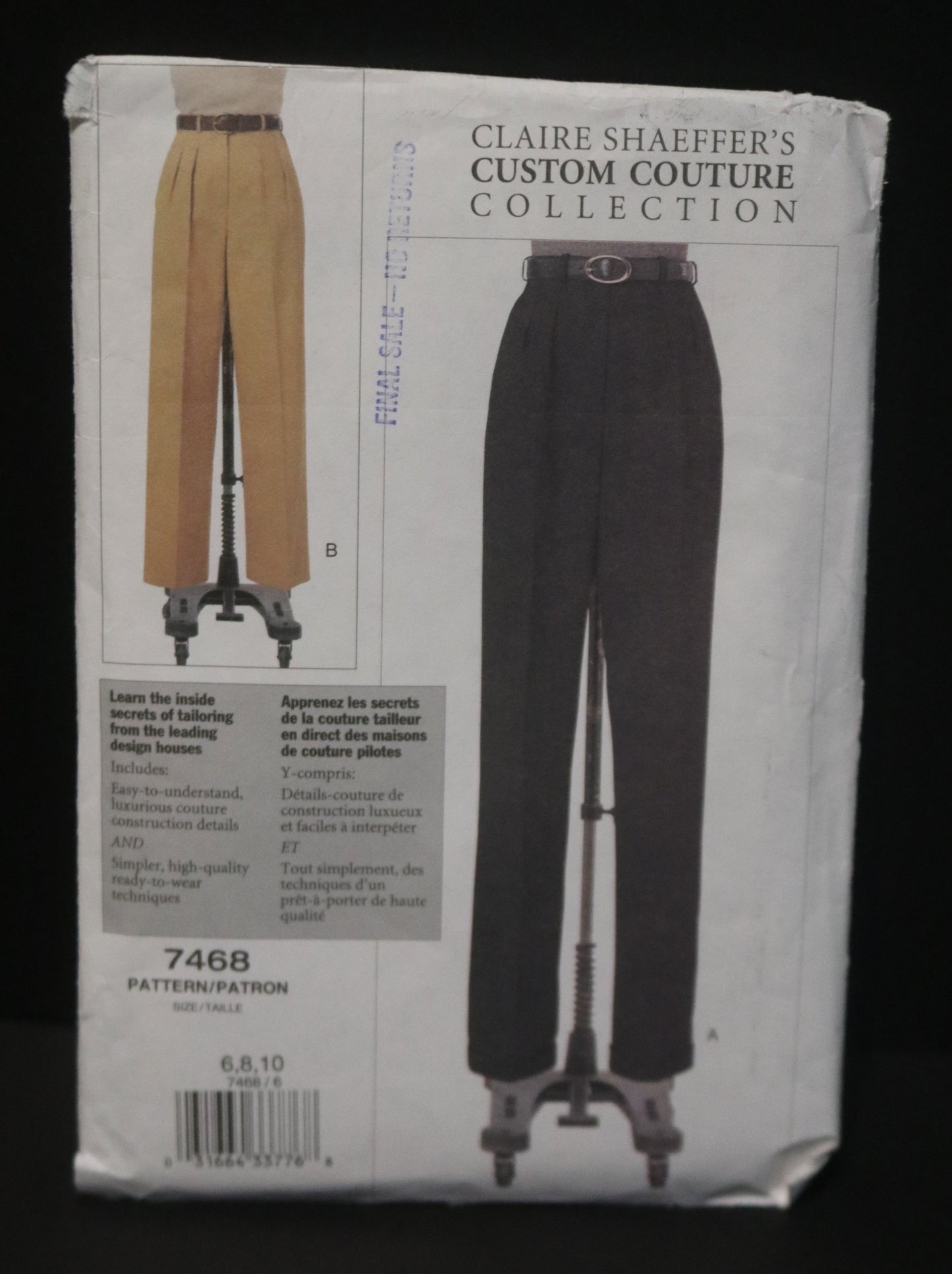 Vogue 7468 Claire Shaeffer's Misses Pants Sewing Pattern - UNCUT - Size 6 8 10