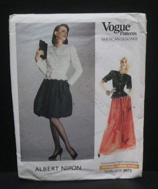 Vogue 2073 Albert Nipon Misses Top and Skirt Sewing Pattern - UNCUT - 12