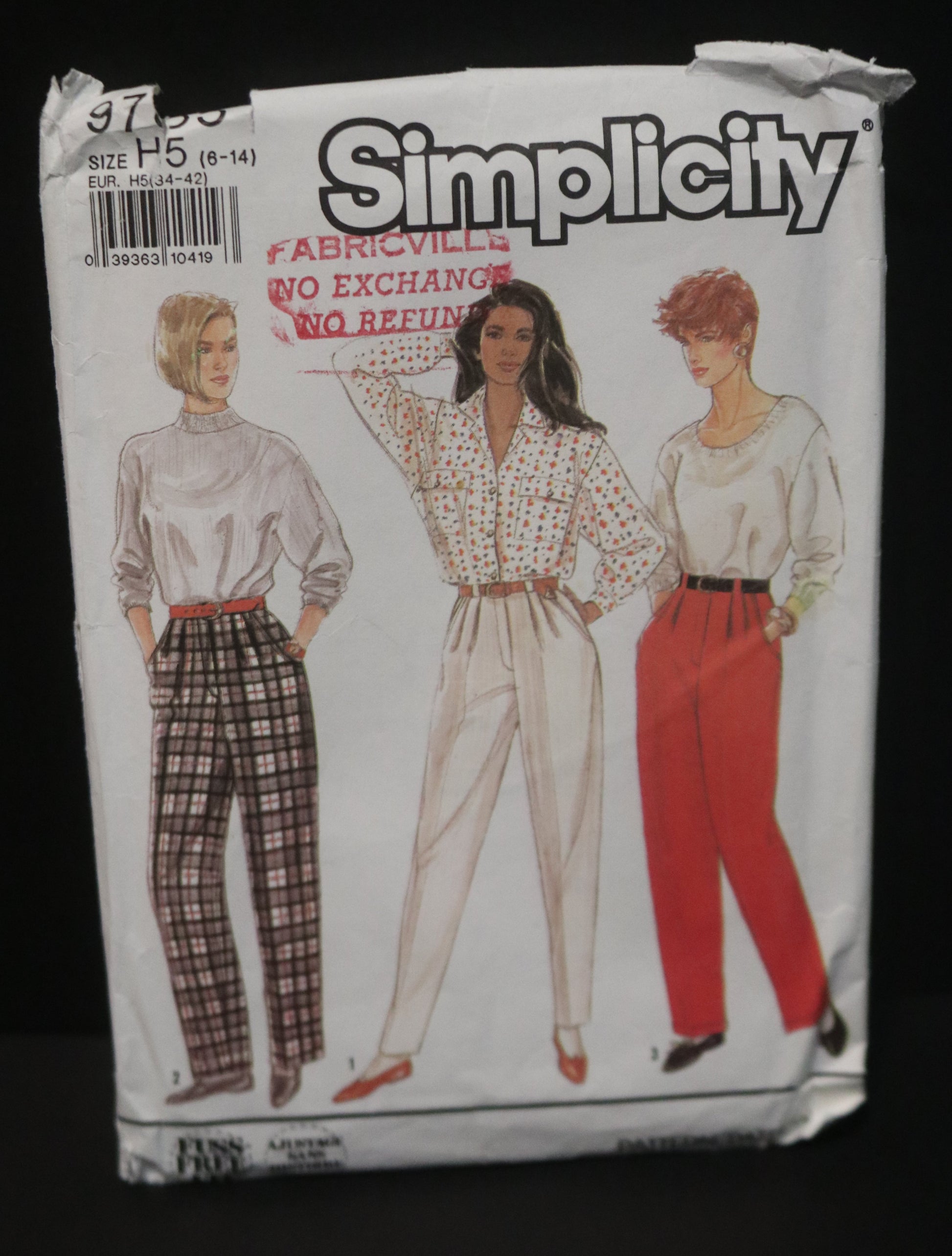 PLeated Pants Sewing Pattern from the 90s