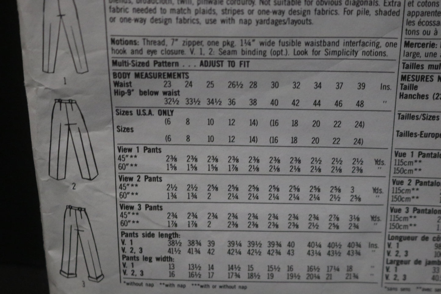 Simplicity 9785 Misses Pants with Width Variations Sewing Pattern UNCUT Size 6 - 14