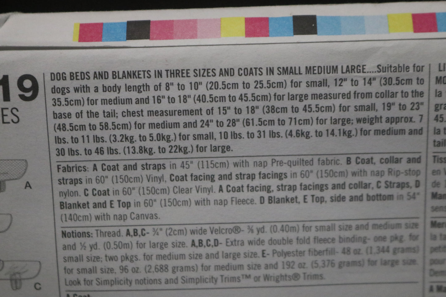 Simplicity 5219 Dog Beds and Blankets in Three Size and Coats in Small Medium and Large Sewing Pattern UNCUT Dog Bed Sewing Pattern