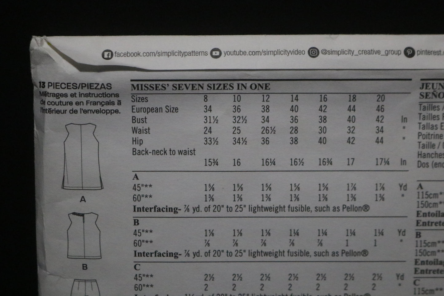 New Look 6459 Misses Top and Cropped Pants Sewing Pattern UNCUT - Size 8 - 20