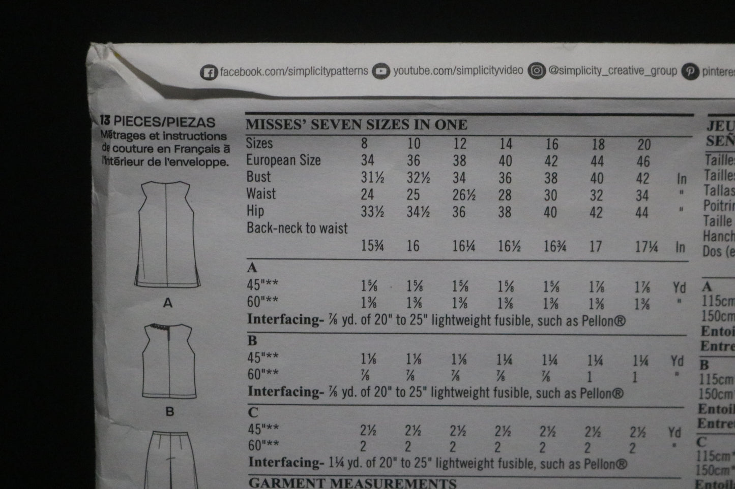 New Look 6459 Misses Top and Cropped Pants Sewing Pattern UNCUT - Size 8 - 20