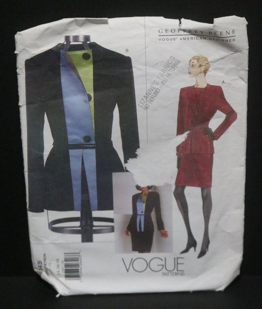 Vogue 2045 Geoffrey Beene Misses Jacket and Skirt Sewing Pattern - UNCUT - Size 14 16 18