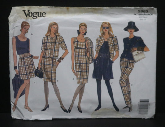 Vogue 2883 Misses Jacket Dress Top Shorts and Pants Sewing Pattern - UNCUT - Size 6 8 10